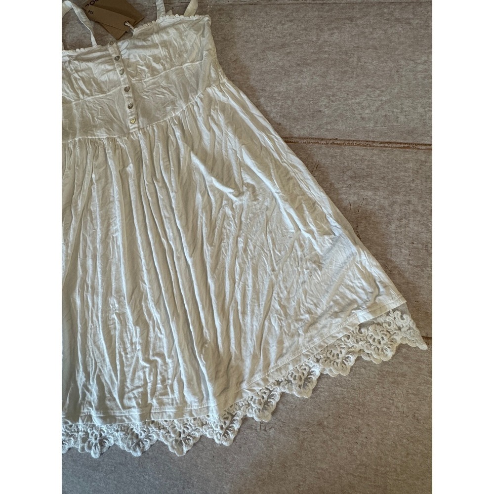 POL Ivory Sundress Women's S‎ Lace Trim Crochet Soft Adjustable Straps NWT - Picture 3 of 11